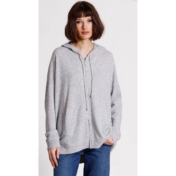Minnie Rose Cashmere Oversized Zip Hoodie Gray One Size - Picture 1 of 7